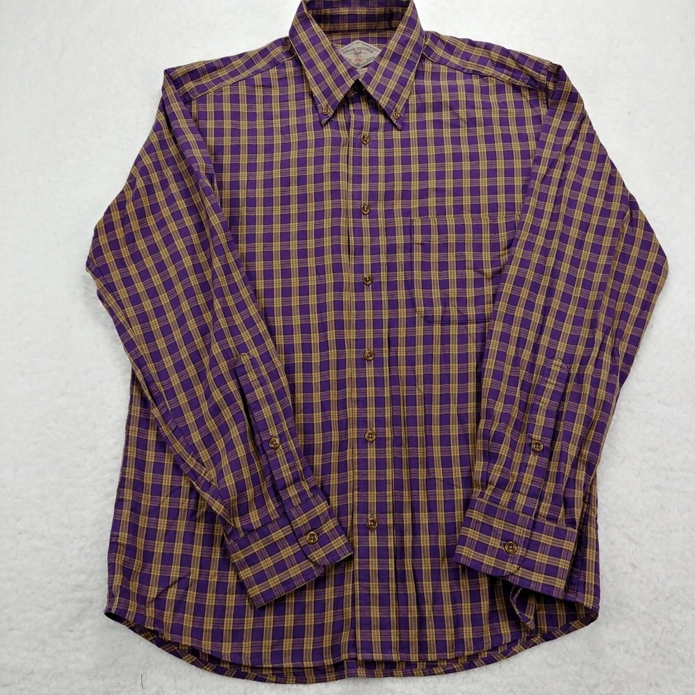 Bills Khakis Shirt Mens Medium Purple&Brown Plaid Classic Fit Button Long Sleeve